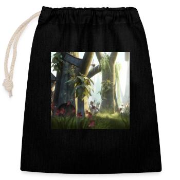Forêt magique - Sac cadeau en coton avec cordon (25 x 30 cm) - noir - Devant