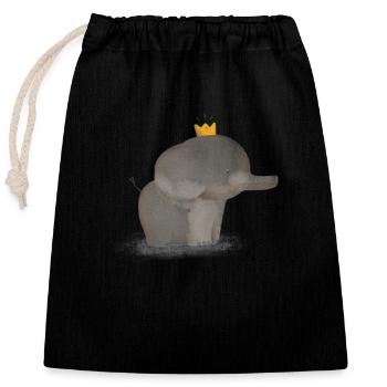 Little cute elephant - Closable cotton gift bag (25x30cm) - black - Front