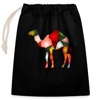 Camel - Closable cotton gift bag (25x30cm) - black - Front