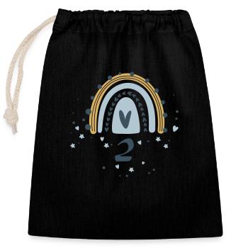 2 garçons d’anniversaire - Sac cadeau en coton avec cordon (25 x 30 cm) - noir - Devant