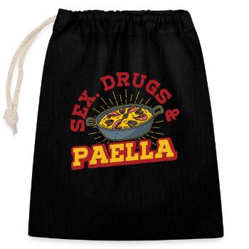 Spain Valencia Travel Spanish Cuisine Saying - Closable cotton gift bag (25x30cm) - black - Front