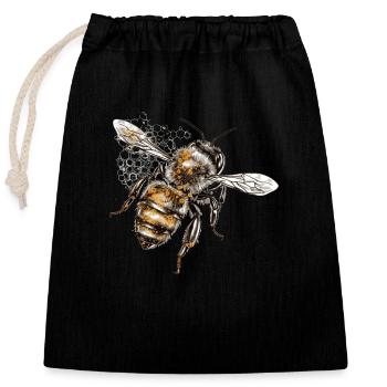 L’abeille approche de la prochaine fleur - Sac cadeau en coton avec cordon (25 x 30 cm) - noir - Devant