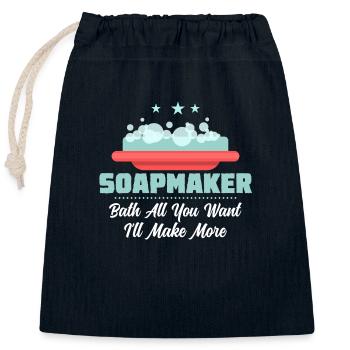 Savonnier - Bath All You Want Je ferai plus de savon - Sac cadeau en coton avec cordon (25 x 30 cm) - bleu marine - Devant
