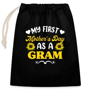 Première fête des mères Gram Chemise de tournesol Grand-mère - Sac cadeau en coton avec cordon (25 x 30 cm) - noir - Devant