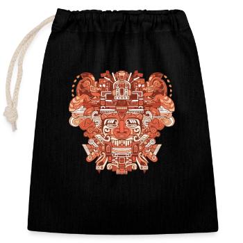 Motif Inca - Sac cadeau en coton avec cordon (25 x 30 cm) - noir - Devant