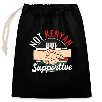 Not Kenyan But Supportive Country Traveler Kenya - Verschließbarer Geschenkbeutel aus Baumwolle (25x30cm) - Schwarz - Vorne