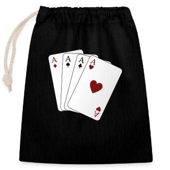 As des cartes à jouer - Sac cadeau en coton avec cordon (25 x 30 cm) - noir - Devant