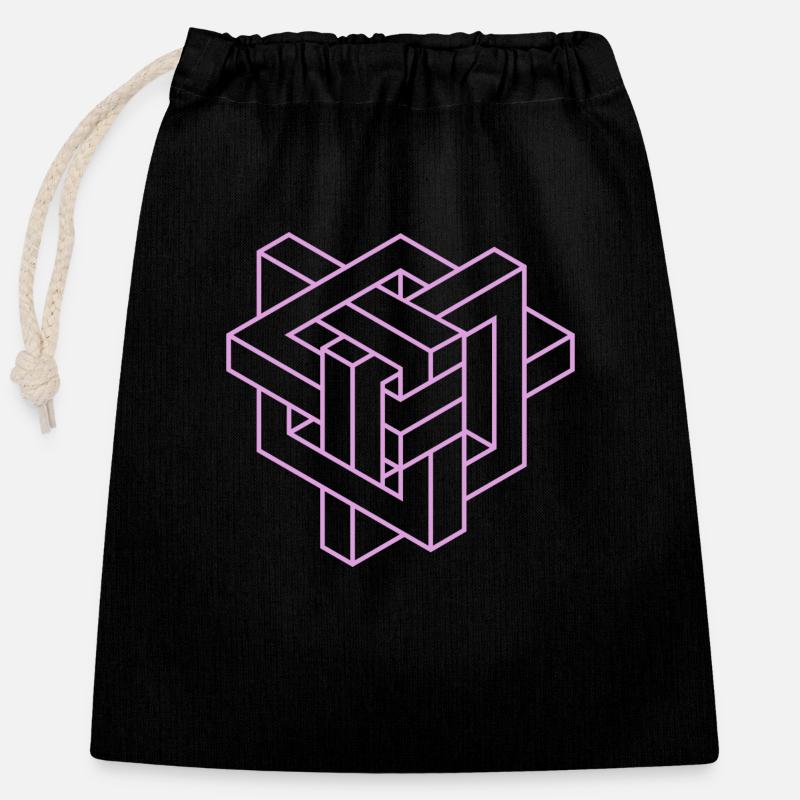 Magic Square - Closable cotton gift bag (25x30cm) - black