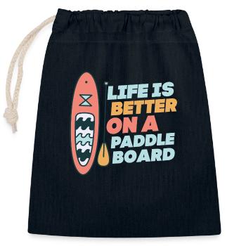 La vie est meilleure sur une planche à pagaie Stand Up Paddle B - Sac cadeau en coton avec cordon (25 x 30 cm) - bleu marine - Devant