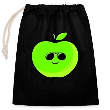 cooler apfel - Verschließbarer Geschenkbeutel aus Baumwolle (25x30cm) - Schwarz - Vorne