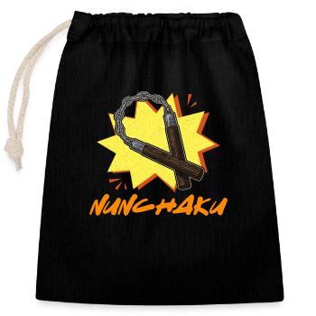 Karate Ninja Nunchaku Weapons Japan Training Sports - Closable cotton gift bag (25x30cm) - black - Front