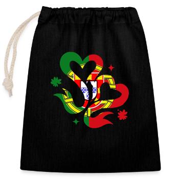 Portugal Flag Used Look Portuguese Flag - Closable cotton gift bag (25x30cm) - black - Front