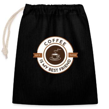 Coffee is my best friend white - Closable cotton gift bag (25x30cm) - black - Front