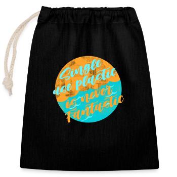 Évitez le plastique - Sac cadeau en coton avec cordon (25 x 30 cm) - noir - Devant