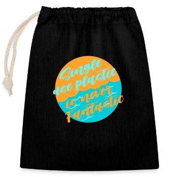 Évitez le plastique - Sac cadeau en coton avec cordon (25 x 30 cm) - noir - Devant