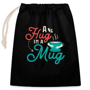 Un câlin dans une tasse Sachet de thé Buveur de thé - Sac cadeau en coton avec cordon (25 x 30 cm) - noir - Devant
