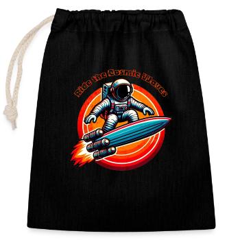Surfing the Solar Winds Tee - Closable cotton gift bag (25x30cm) - black - Front