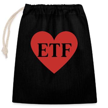 ETF Herz - Verschließbarer Geschenkbeutel aus Baumwolle (25x30cm) - Schwarz - Vorne