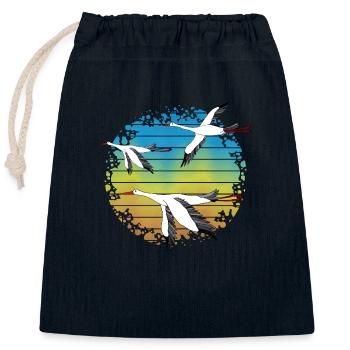 Störche - Verschließbarer Geschenkbeutel aus Baumwolle (25x30cm) - Navy - Vorne