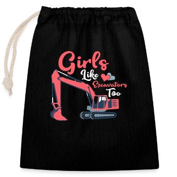 Girls Like Excavators Too Heavy Equipment Operator - Verschließbarer Geschenkbeutel aus Baumwolle (25x30cm) - Schwarz - Vorne