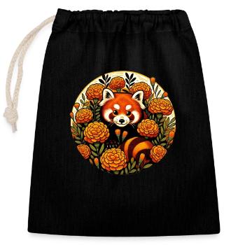 Kleiner Panda - Verschließbarer Geschenkbeutel aus Baumwolle (25x30cm) - Schwarz - Vorne