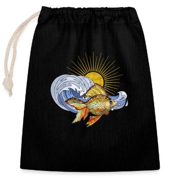 Poisson - Sac cadeau en coton avec cordon (25 x 30 cm) - noir - Devant