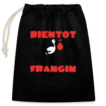 BIENTOT FRANGIN - Sac cadeau en coton avec cordon (25 x 30 cm) - noir - Devant