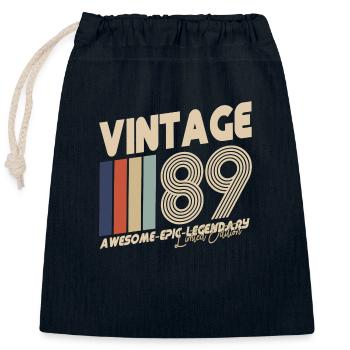 1989 - Closable cotton gift bag (25x30cm) - navy - Front