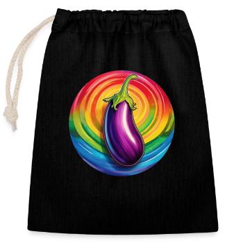 LGBTQ Aubergine - Verschließbarer Geschenkbeutel aus Baumwolle (25x30cm) - Schwarz - Vorne