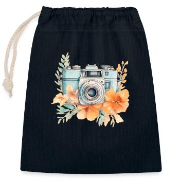 PHOTOS DE VACANCES - Sac cadeau en coton avec cordon (25 x 30 cm) - bleu marine - Devant