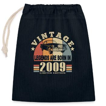 Jahrgang 2009 Legende geboren - Verschließbarer Geschenkbeutel aus Baumwolle (25x30cm) - Navy - Vorne