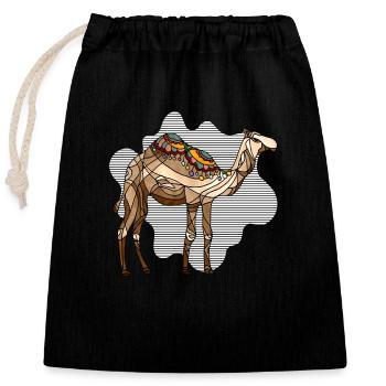 Camel - Closable cotton gift bag (25x30cm) - black - Front