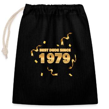 Né en 1979 - Sac cadeau en coton avec cordon (25 x 30 cm) - noir - Devant