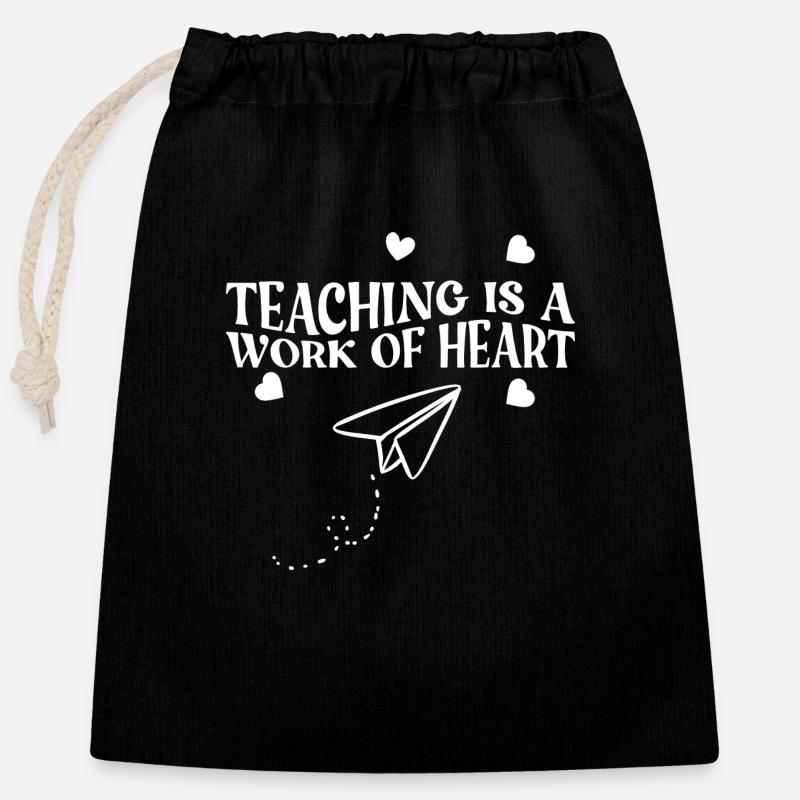Teacher is unique work - Verschließbarer Geschenkbeutel aus Baumwolle (25x30cm) - Schwarz