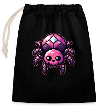 Mignon Pixel Spider - Sac cadeau en coton avec cordon (25 x 30 cm) - noir - Devant