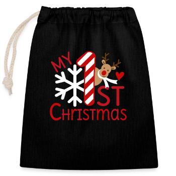 Mon premier Noël - Sac cadeau en coton avec cordon (25 x 30 cm) - noir - Devant