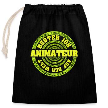 Geschenk für Animateur - Verschließbarer Geschenkbeutel aus Baumwolle (25x30cm) - Schwarz - Vorne