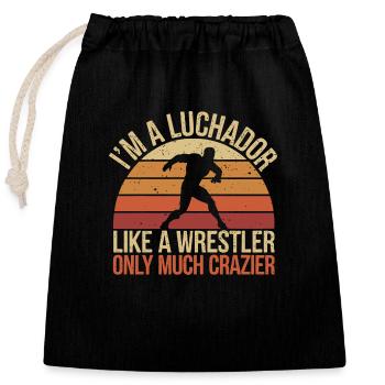La folie de la Lucha Libre - Sac cadeau en coton avec cordon (25 x 30 cm) - noir - Devant