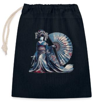 Kulturelle Schätze der Geisha - Verschließbarer Geschenkbeutel aus Baumwolle (25x30cm) - Navy - Vorne