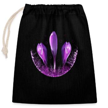 Krokusse Krokus violette Blumen - Verschließbarer Geschenkbeutel aus Baumwolle (25x30cm) - Schwarz - Vorne