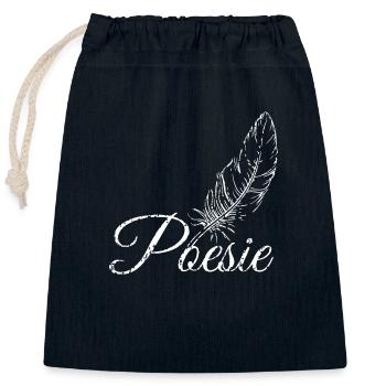 poésie création créer poétique - Sac cadeau en coton avec cordon (25 x 30 cm) - bleu marine - Devant