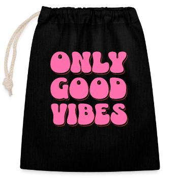 Positive Vibes – Good Energy - Closable cotton gift bag (25x30cm) - black - Front