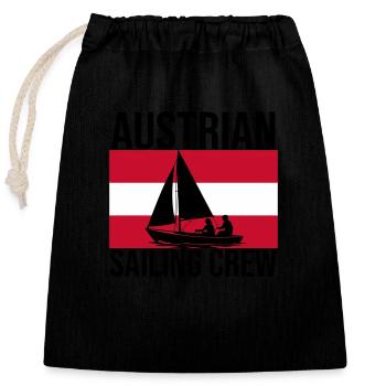Chemise de voile Austrian Sailing Crew - Sac cadeau en coton avec cordon (25 x 30 cm) - noir - Devant