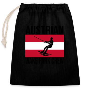 Austrian Wake Crew Wakeboard Shirt - Closable cotton gift bag (25x30cm) - black - Front