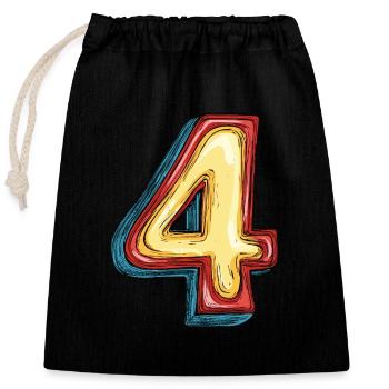 4 Number Comic - Closable cotton gift bag (25x30cm) - black - Front