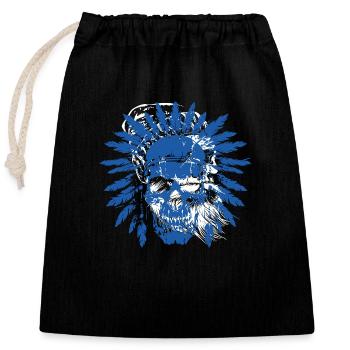 Indian Skull - Closable cotton gift bag (25x30cm) - black - Front