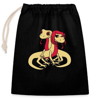 couple couples love 2 friends in love woman female - Closable cotton gift bag (25x30cm) - black - Front