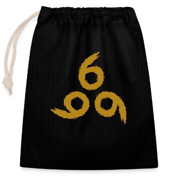 666 Gold - Verschließbarer Geschenkbeutel aus Baumwolle (25x30cm) - Schwarz - Vorne