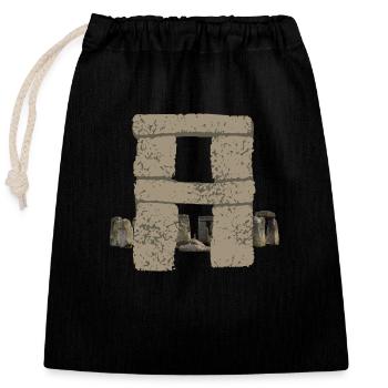stonehenge a - Closable cotton gift bag (25x30cm) - black - Front