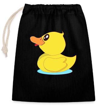 Petit canard en caoutchouc - Sac cadeau en coton avec cordon (25 x 30 cm) - noir - Devant
